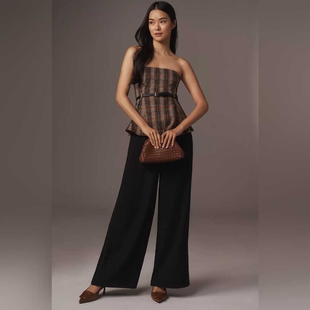 By Anthropologie Soft Pull-On Pants Navy With Black Stripe Mdium